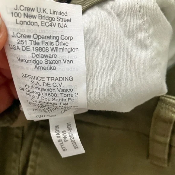 J.Crew Cotton Camp Pants Women's Green Tapered Leg Size 14 NWT - Picture 6 of 10